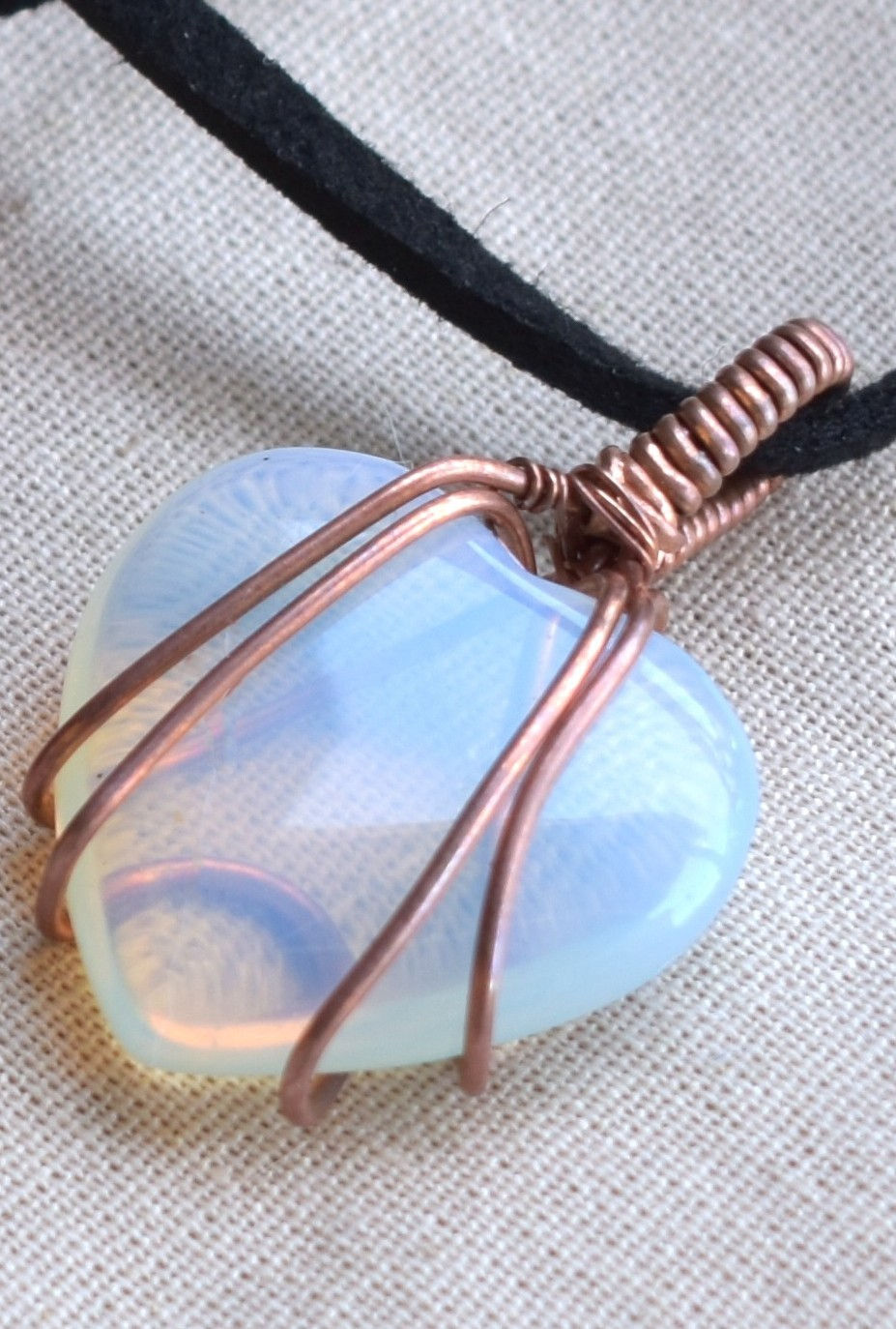 Thumbnail: Opalite Wire wrapped Heart Pendants