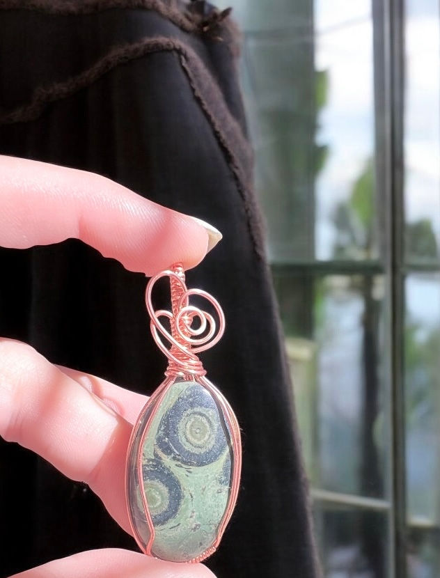 Thumbnail: Earth Spiral – Kambaba Jasper Copper Pendant