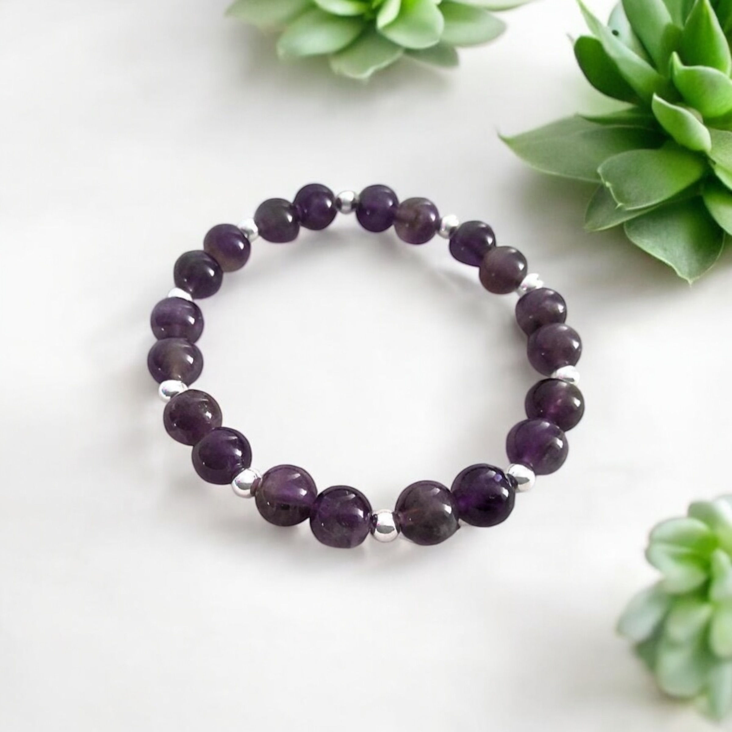 Amethyst & Sterling Silver Stretch Bracelet