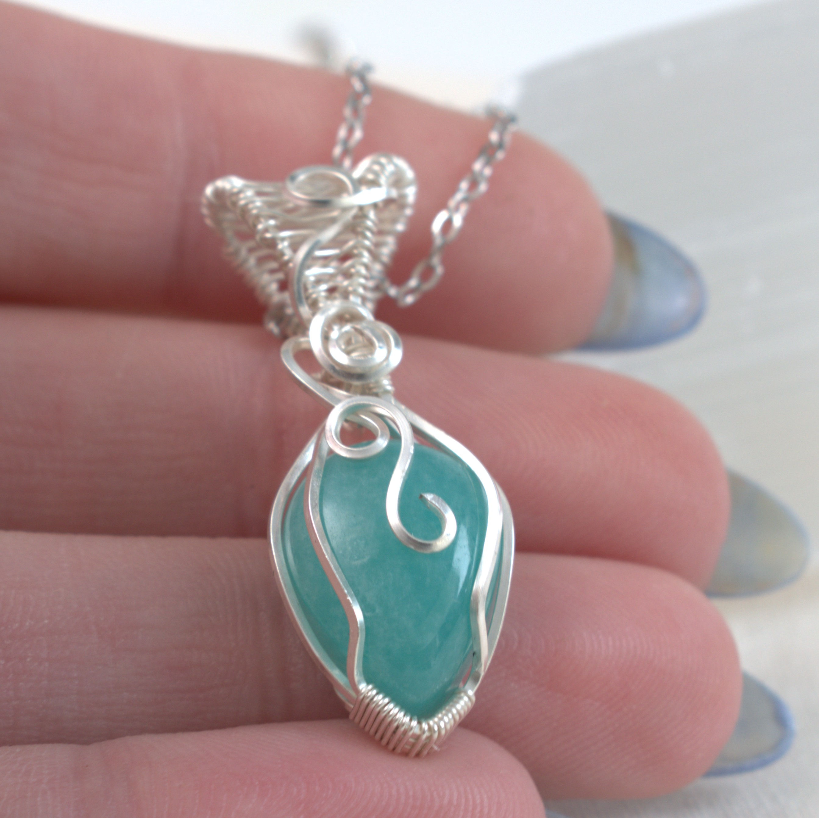 Sea Glass – Amazonite Keepsake Pendant in Silver
