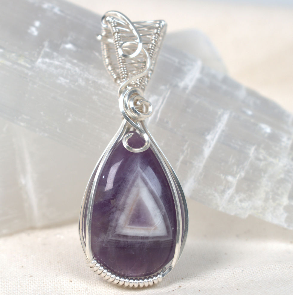 Violet Gateway - Chevron Amethyst Wire Wrapped Pendant