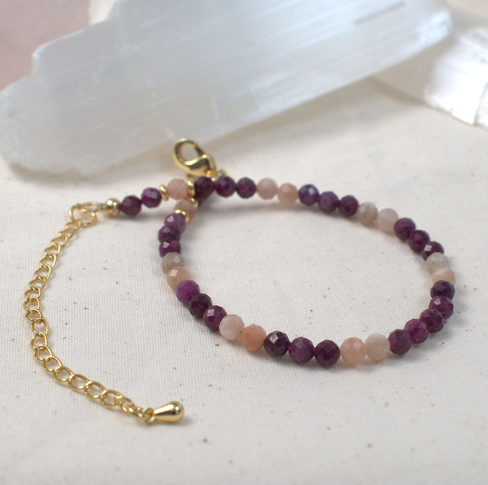 Heart's Desire – Ruby & Peach Moonstone Bracelet