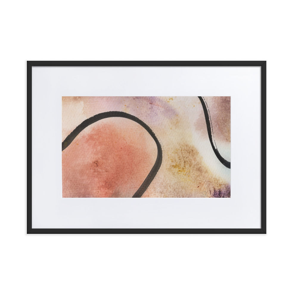Abstract print in soft peachy tones with fluid, modern brushstrokes