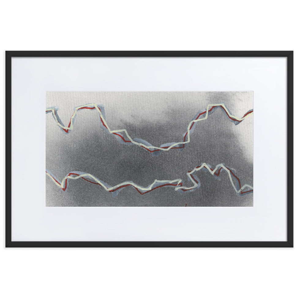 “Grey‑beige abstract painting with brown and beige electric lines and strong dynamic energy