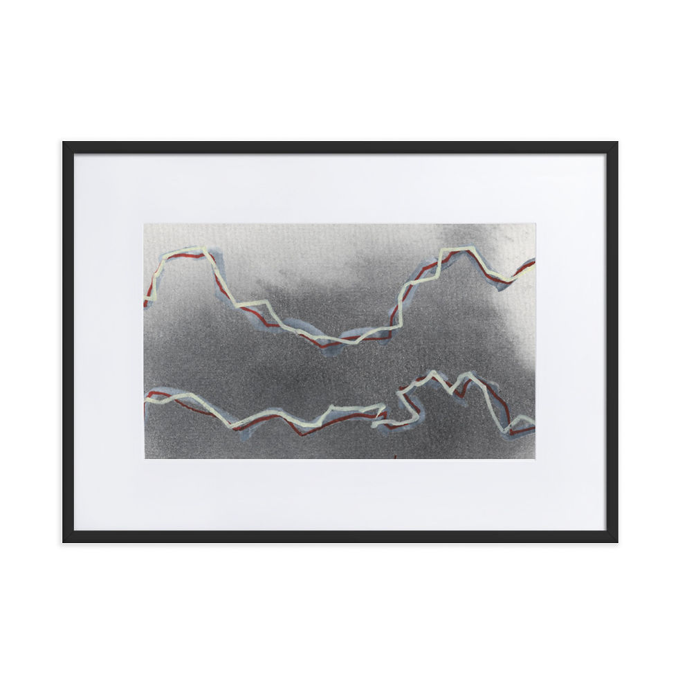 Thumbnail: “Grey‑beige abstract painting with brown and beige electric lines and strong dynamic energy