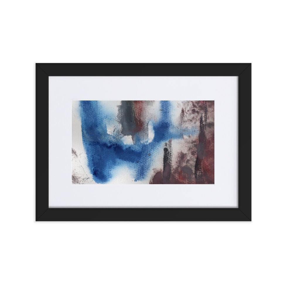 Brown and burgundy weight on the right, blue and white lightness on the left, conveying overwhelm and hope
