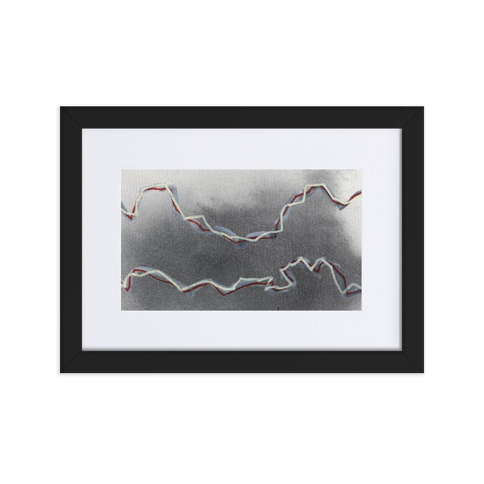 “Grey‑beige abstract painting with brown and beige electric lines and strong dynamic energy