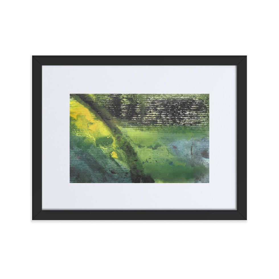 Thumbnail: abstract print painting, deep green colors, nature inspired art