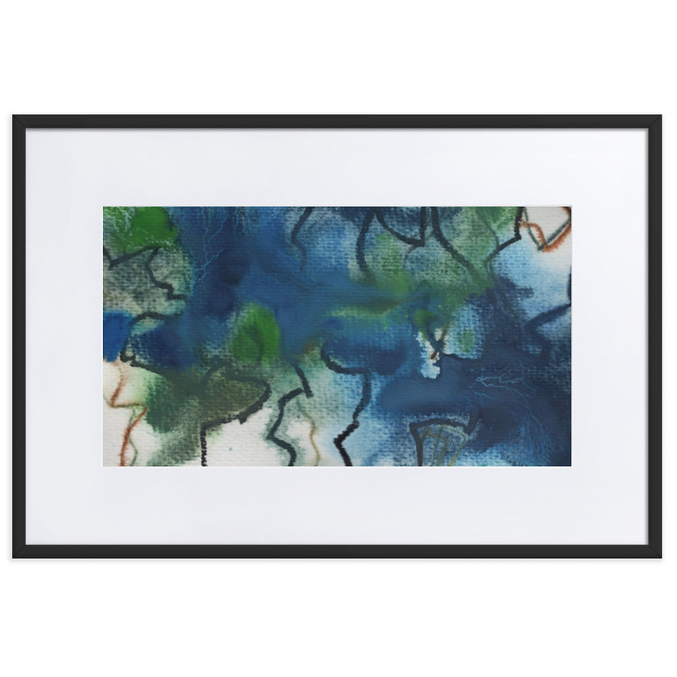Navy‑green abstract with sharp chaotic lines symbolizing mental heaviness and isolation