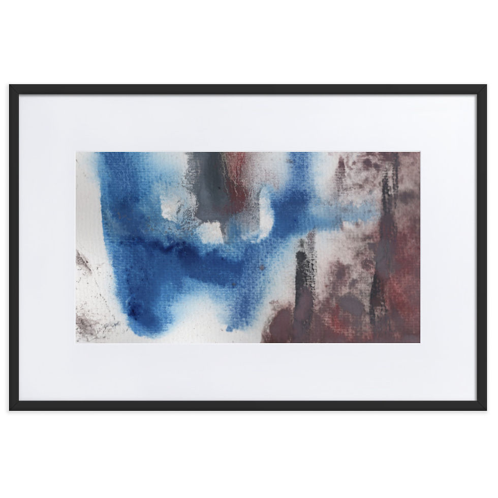 Brown and burgundy weight on the right, blue and white lightness on the left, conveying overwhelm and hope
