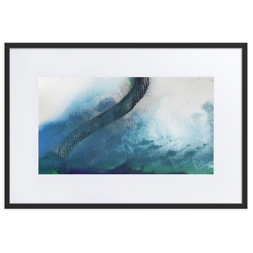 Dark green and navy abstract with a tornado‑like black line and a mood of danger