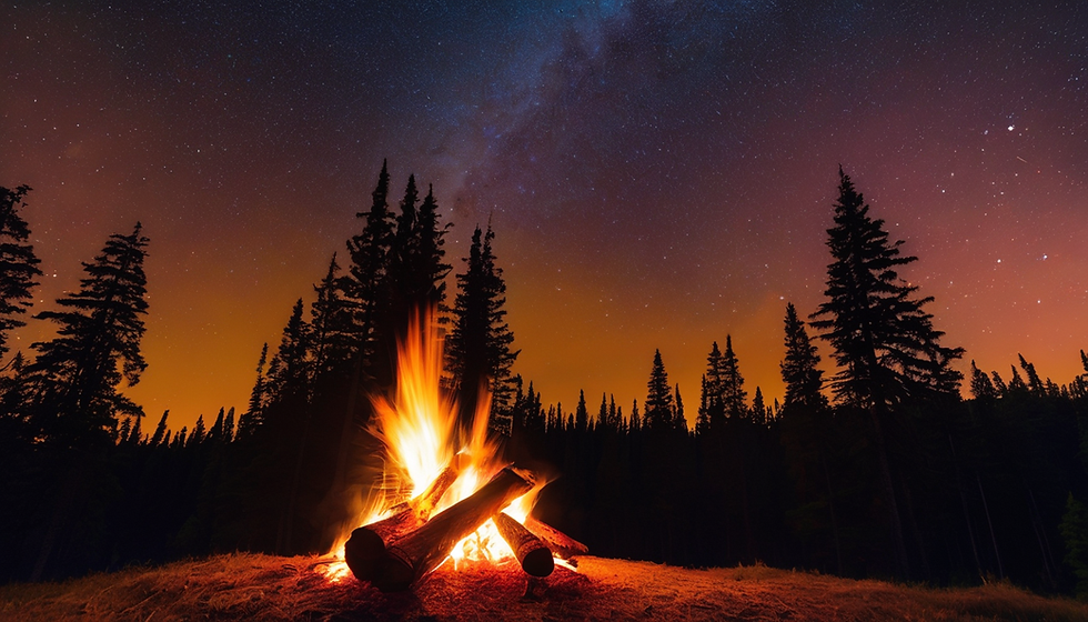 Lagerfeuerabend unter den Sternen