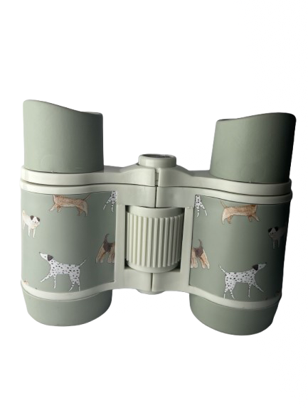 Green binoculars with dog design