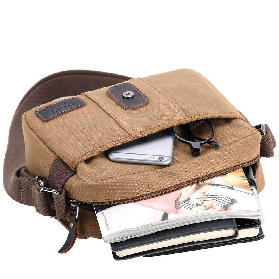Miniature : TRP0440 Troop London Heritage Canvas Leather Across body Bag, Small Travel Bag