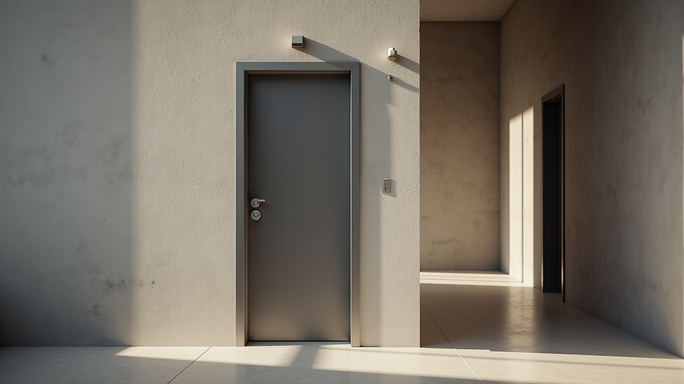 Eye-level view de porta com puxador inox 80 cm instalado