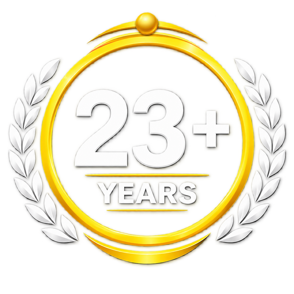 23 plus years experience badge for a solar panel installation company in Chennai.