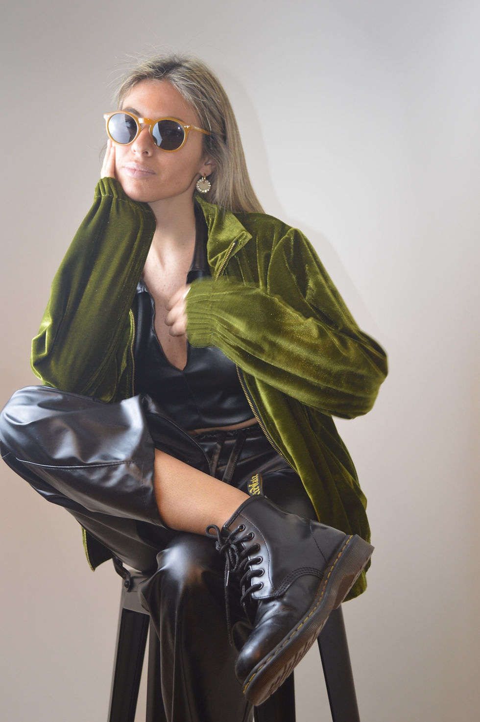 Miniatura: Campera terciopelo verde aceituna 