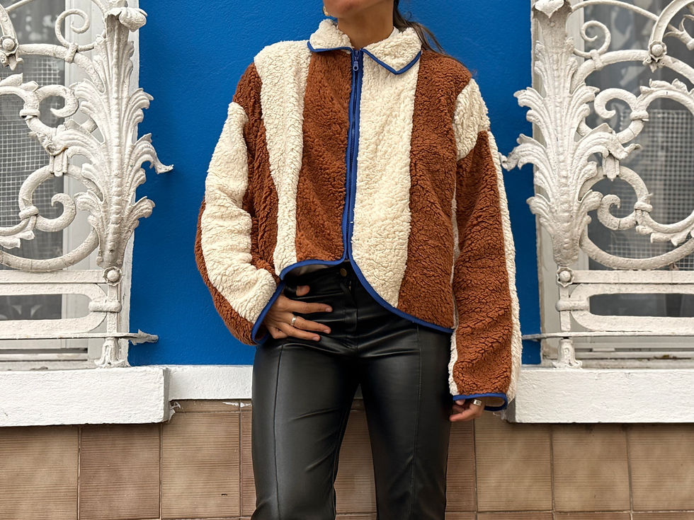 Miniatura: Campera corderito marrón y azul Francia 