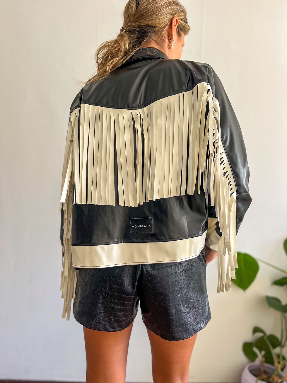 Miniatura: Campera flecos b y n 
