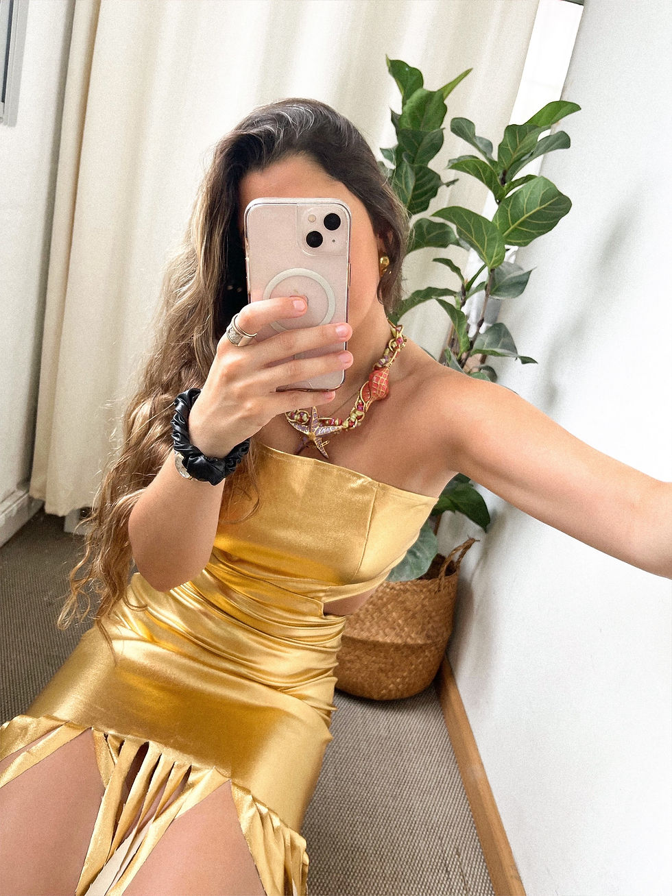 Miniatura: Vestido flecos golden 