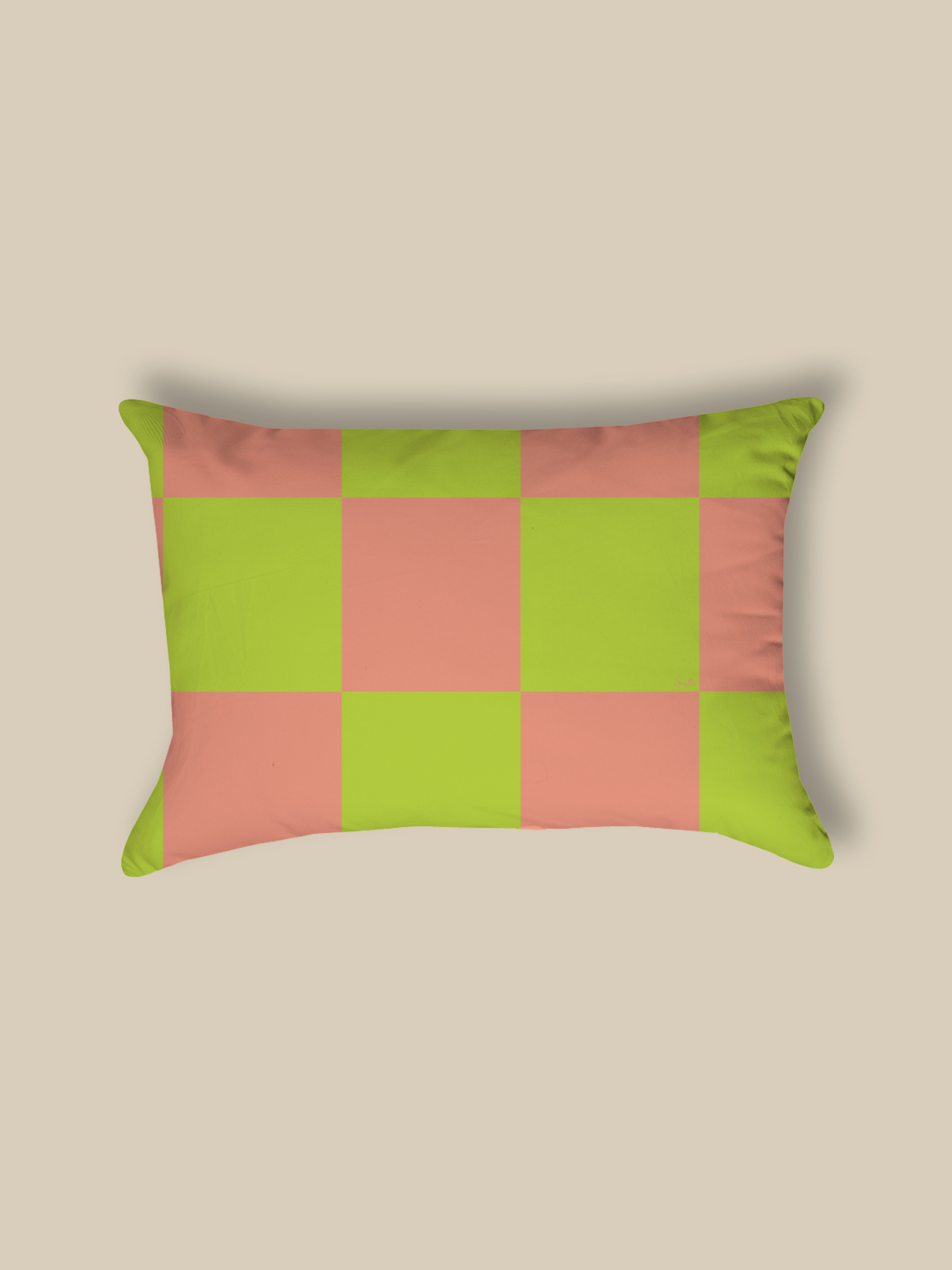 Checker lime & peach (2pcs)