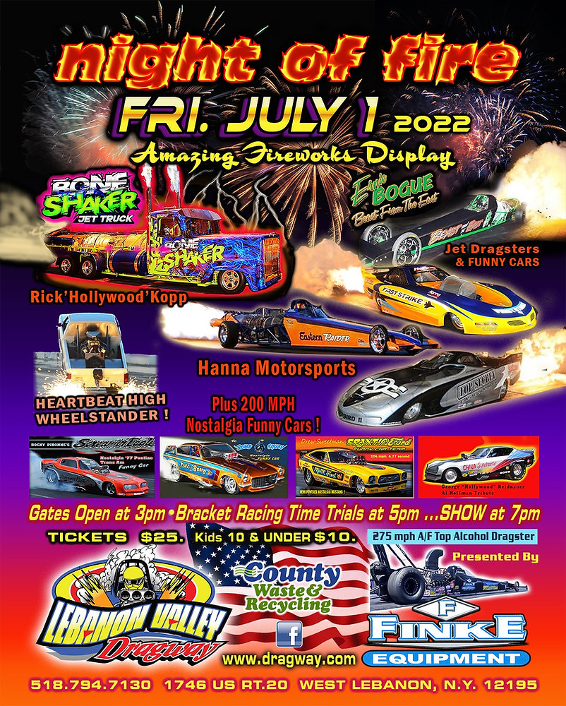 Bring in July with the Night of Fire at Lebanon Valley Dragway