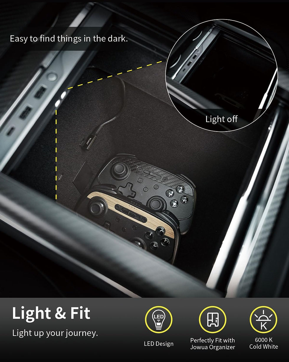Thumbnail: JOWUA LED Hub Bar for Tesla Model S/X 2021+, 1 USB-C, 2 USB-A Ports