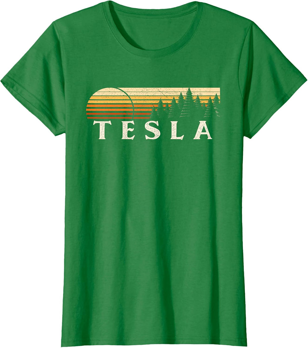 Thumbnail: Tesla Retro Evergreen Sunset T-Shirt