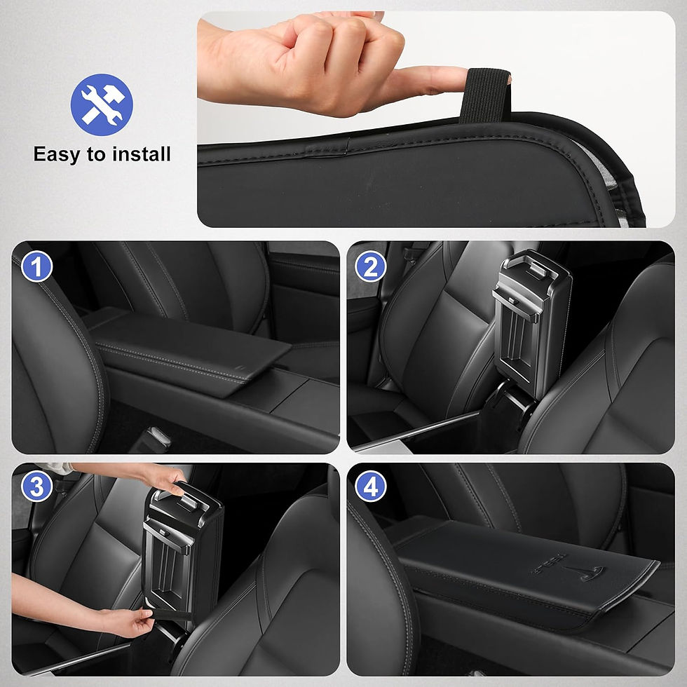 Thumbnail: Tesla Model 3/Y Leather Armrest Cover 2024-2026 Black
