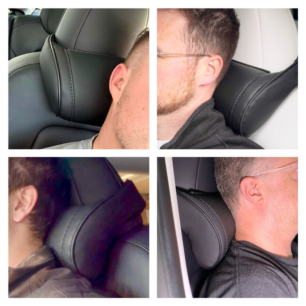 Customers using the Tesla Neck Pillows in their Tesla