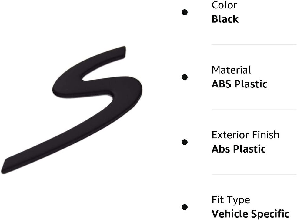Thumbnail: Large Flat Matt Black "S" Emblem for Porsche Cars