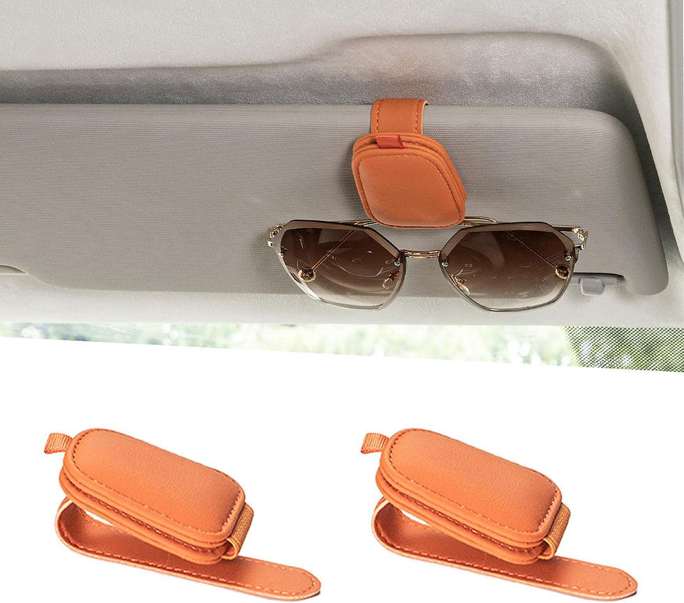 Thumbnail: Magnetic Leather Sunglasses & Card Holder for Car Visor, 2-Pack Black