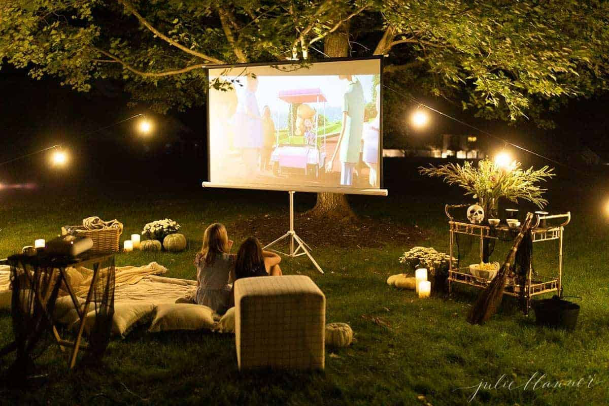 Movie night rental package with projector, screen, popcorn machine and chairs in Charlotte NC