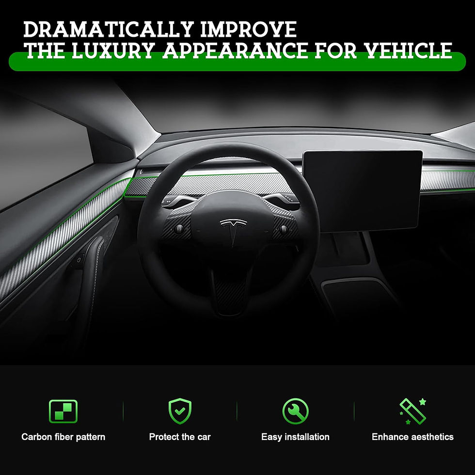 Thumbnail: Tesla Model 3/Y Dashboard & Door Trim Cover Set, Matte Carbon Fiber, 4PCS