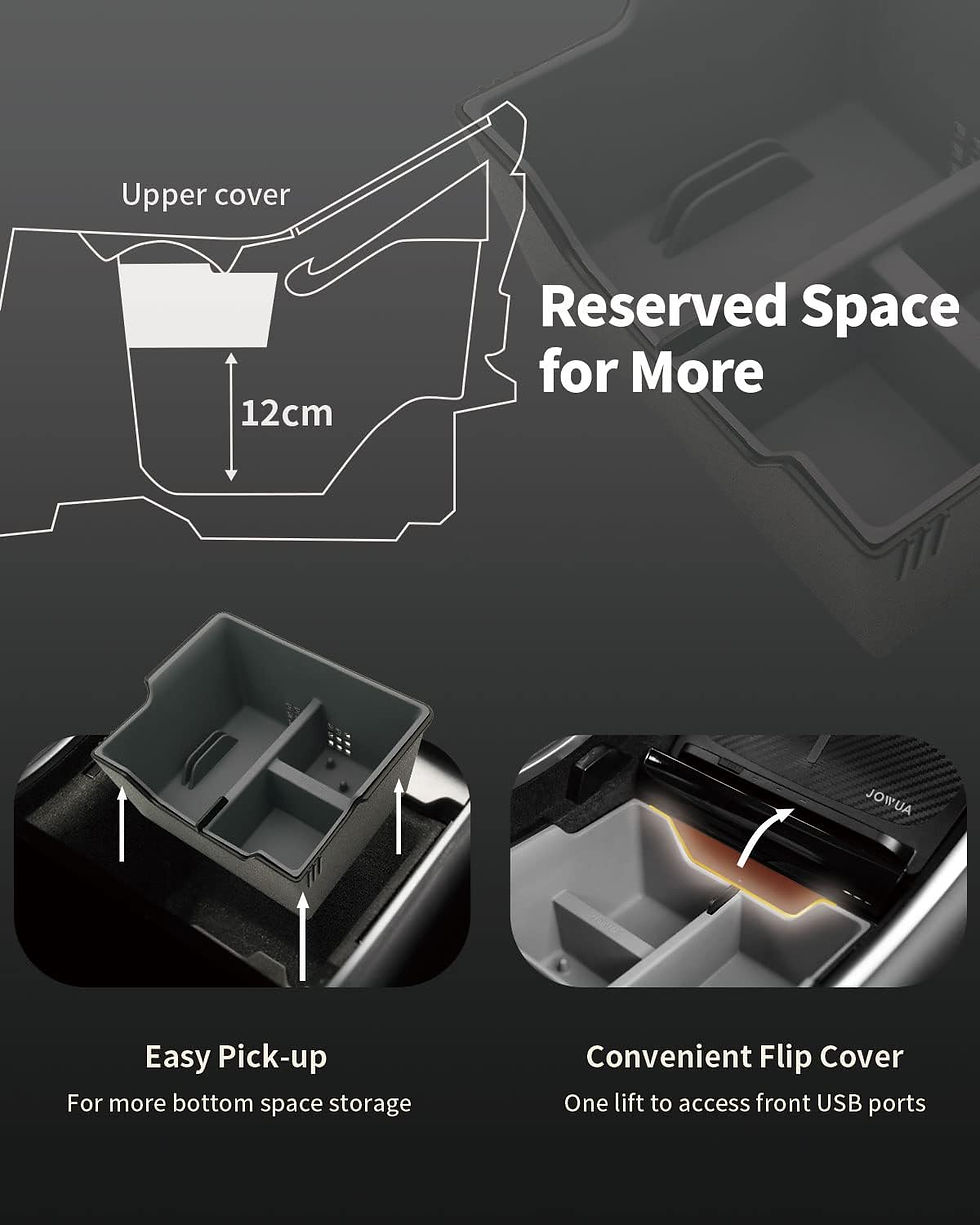 Thumbnail: Jowua Console Tray for Tesla Model 3/Y (2017-2020) - Silicone, 3 Slots