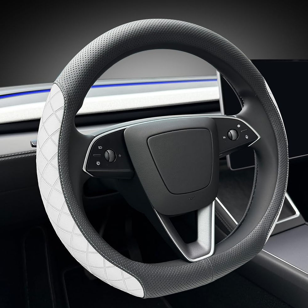 Thumbnail: Nappa Leather Steering Wheel Cover for Tesla Model 3/Y - Black