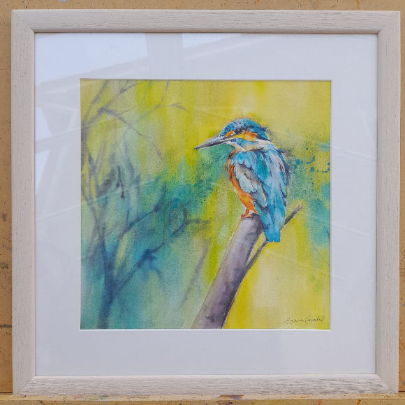 Thumbnail: Kingfisher, framed original watercolour painting