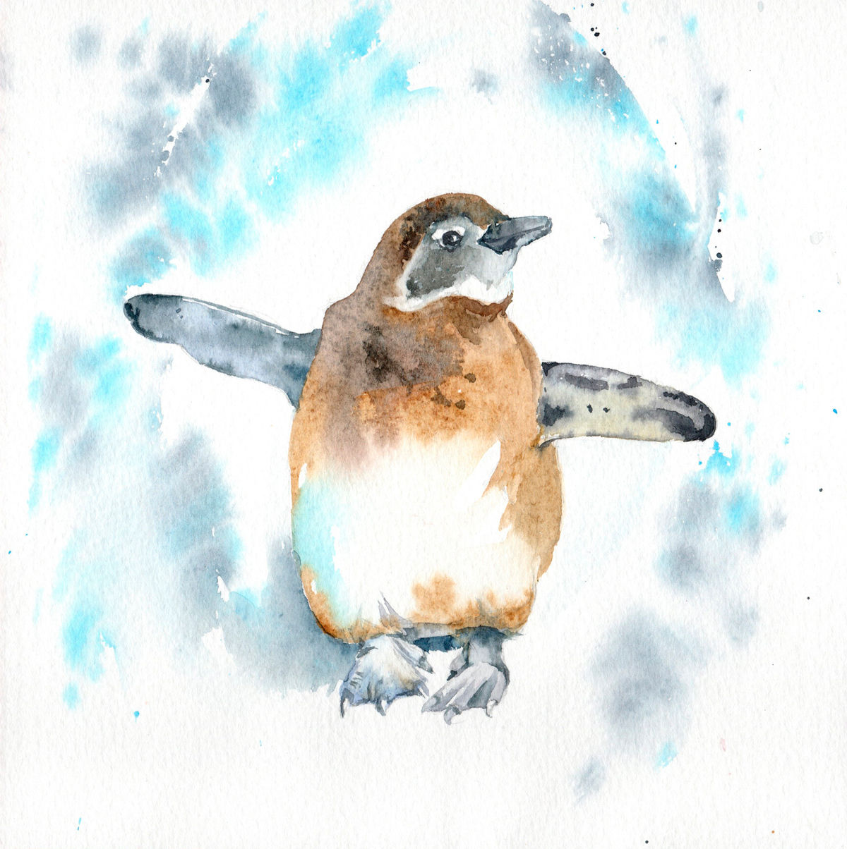 Humboldt penguin chick, original painting