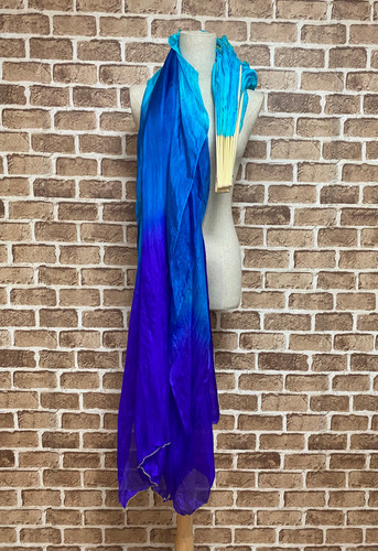 【新品】ビッグフラッターファンベール★最高級シルク♪右手のみ★パステルカラー 新品】ビッグフラッターファンベール☆右手☆紫青水色！100