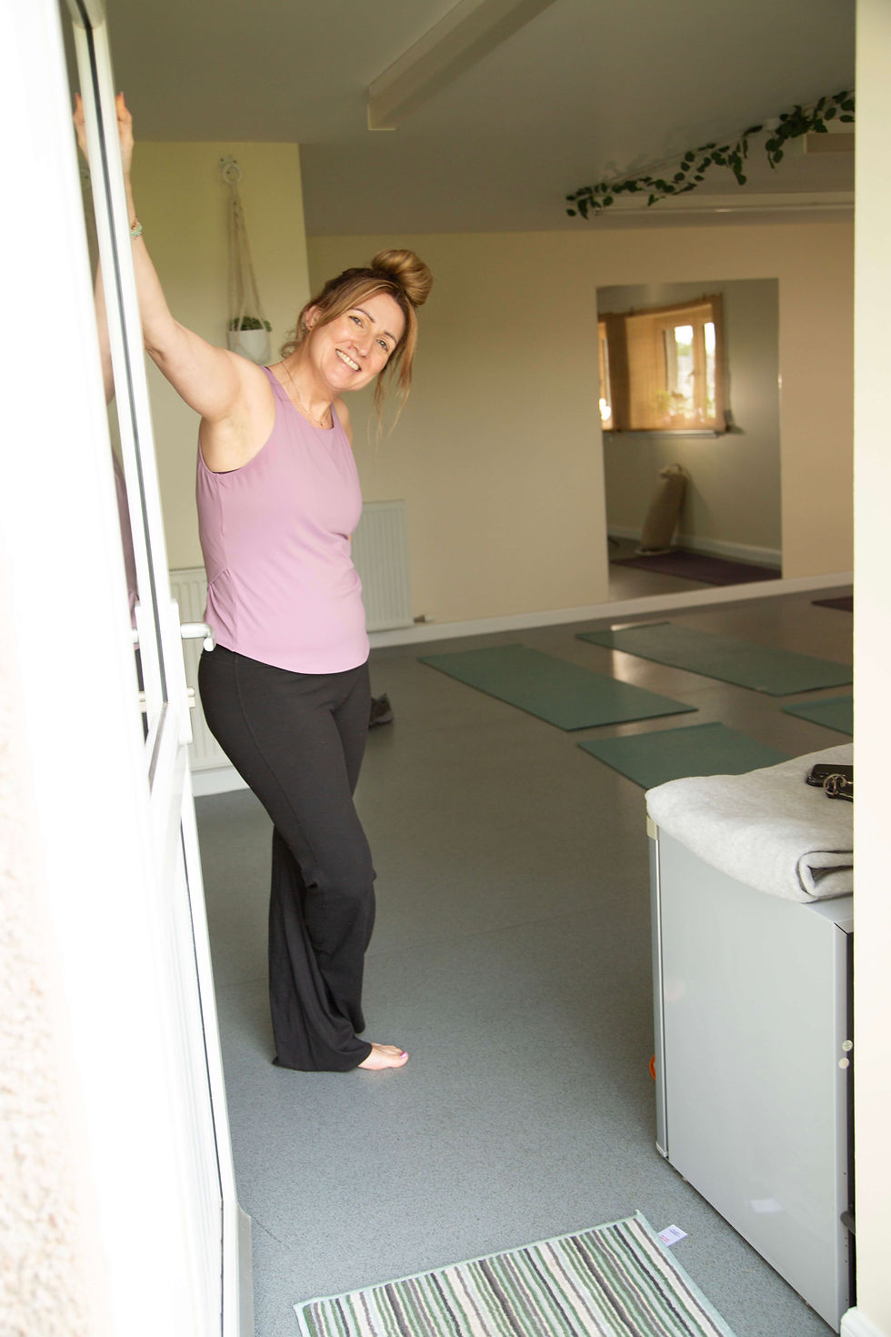 Ali Wiseman of Wise Little yogi welcoming you into Studio La Paz Aberdeen