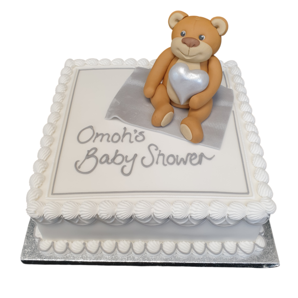 Bespoke teddy bear cake with detailed fondant features for a 12th celebration in Solihull, West Midlands.