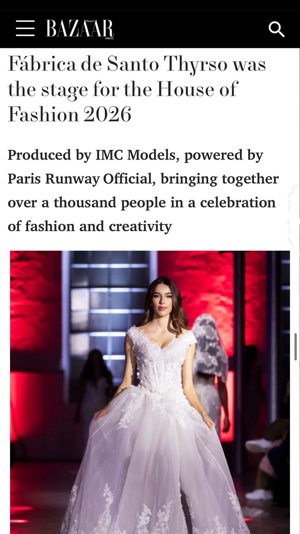 REVISTA HARPERS BAZAAR: FÁBRICA DE SANTO THYRSO JE BILA SCENA ZA THE HOUSE OF FASHION 2026