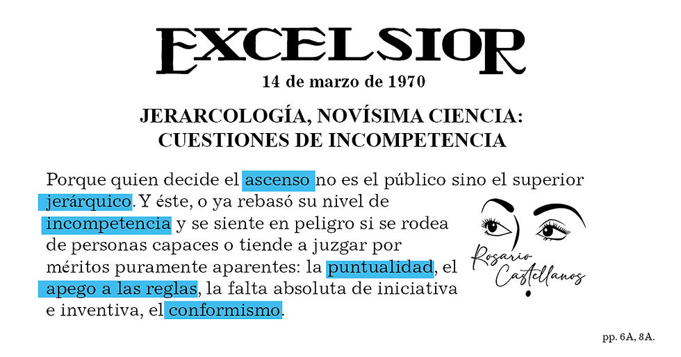 JERARCOLOGÍA, NOVÍSIMA CIENCIA: CUESTIONES DE INCOMPETENCIA (1970)