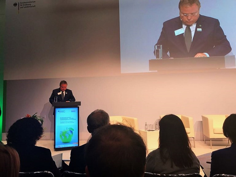 Ministro Blairo Maggi discursa em debate inaugural do GFFA (Mapa/Divulgação)