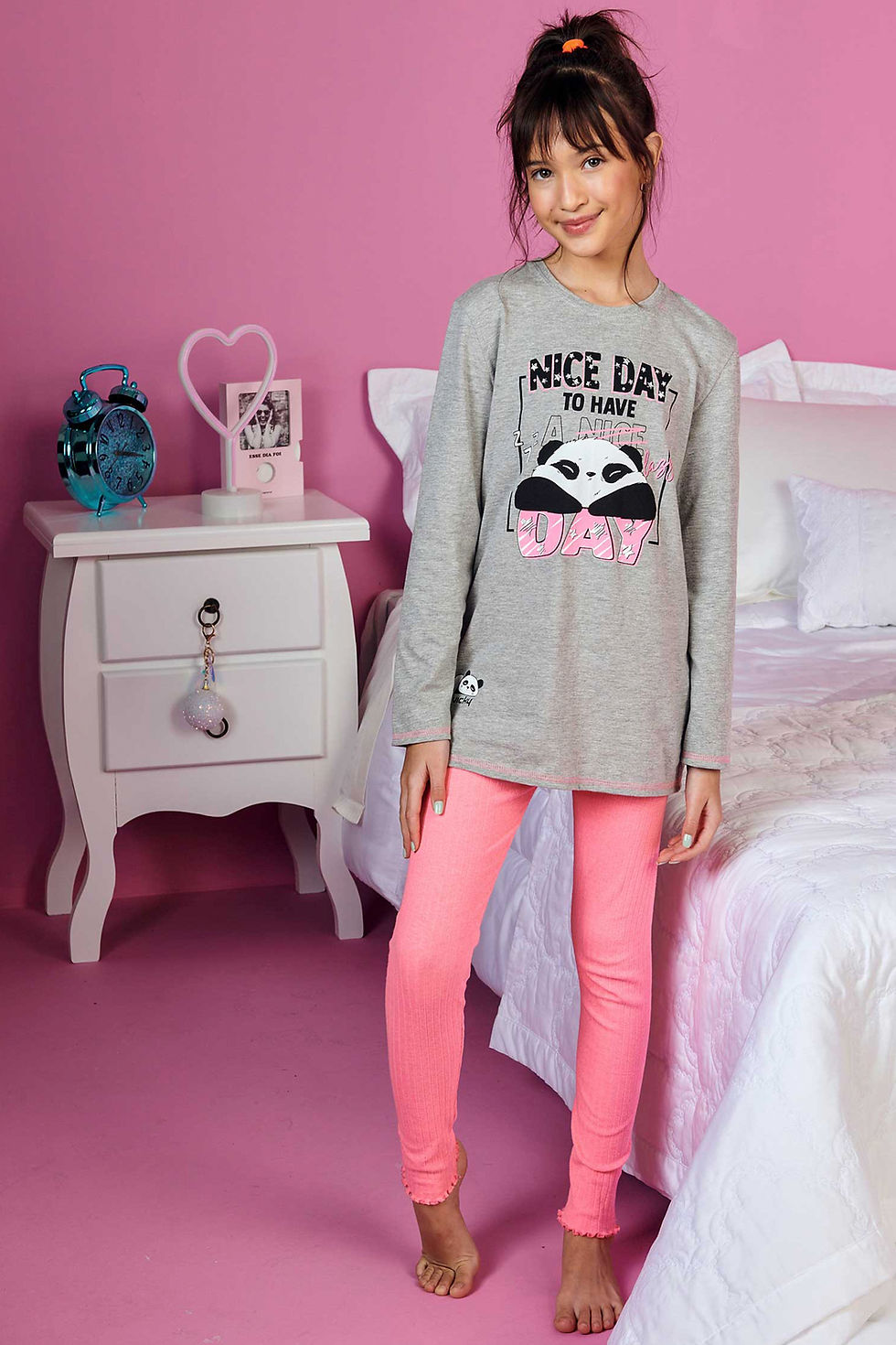 Miniatura: Conjunto de pijama blusa over manga longa - 51235