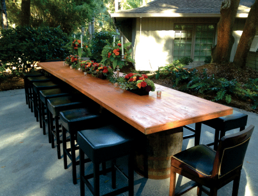 Oak Top Table with Barrels