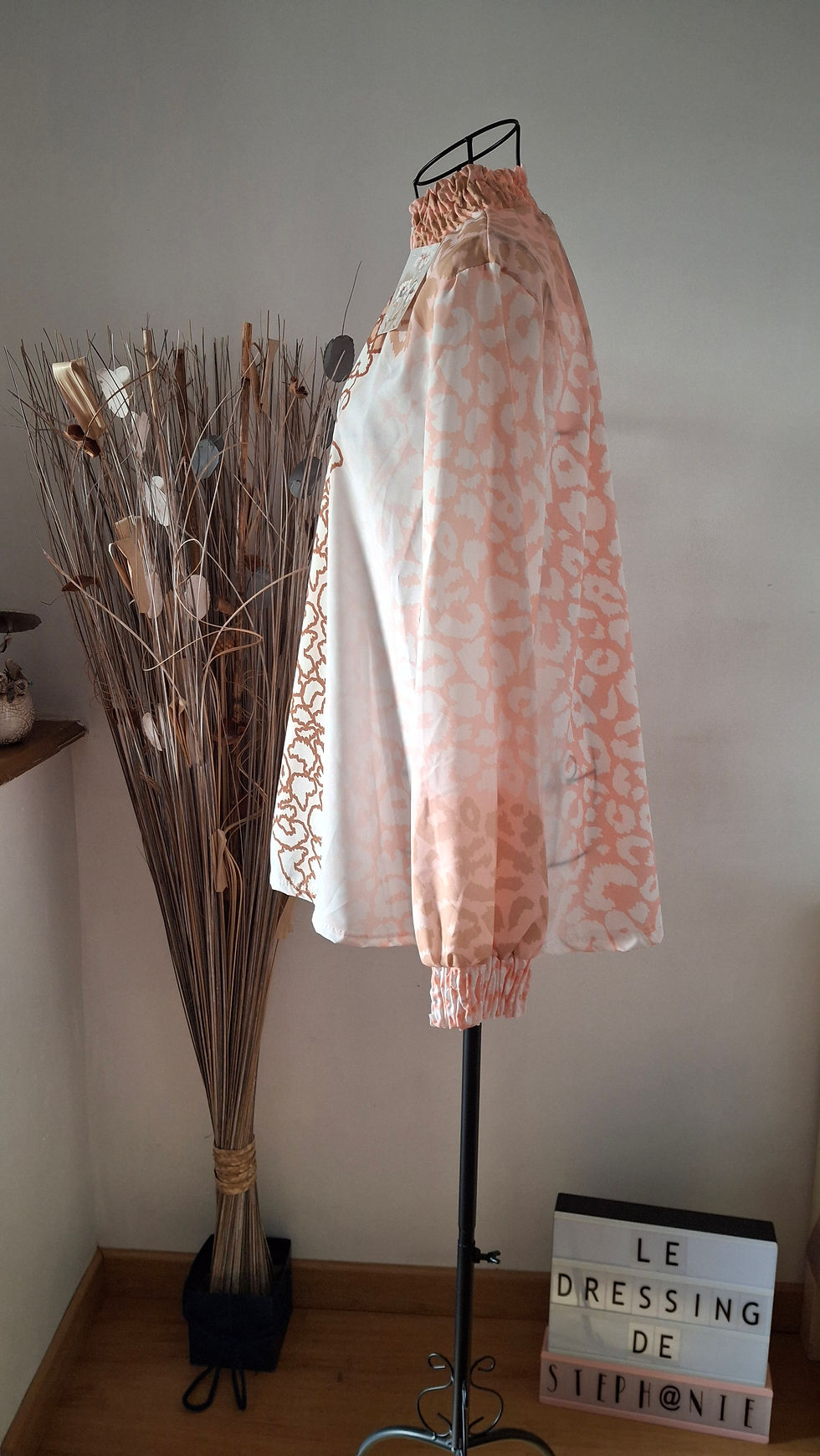 Miniature : Top imprimé col montant taupe 
