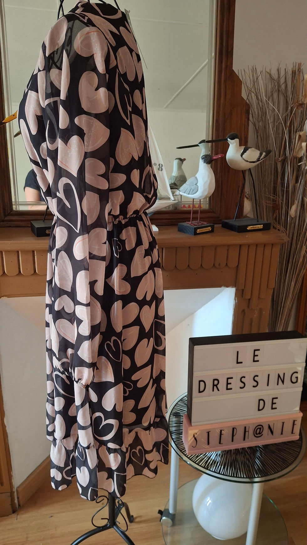 Miniature : Robe noire imprimé cœur ❤️ 