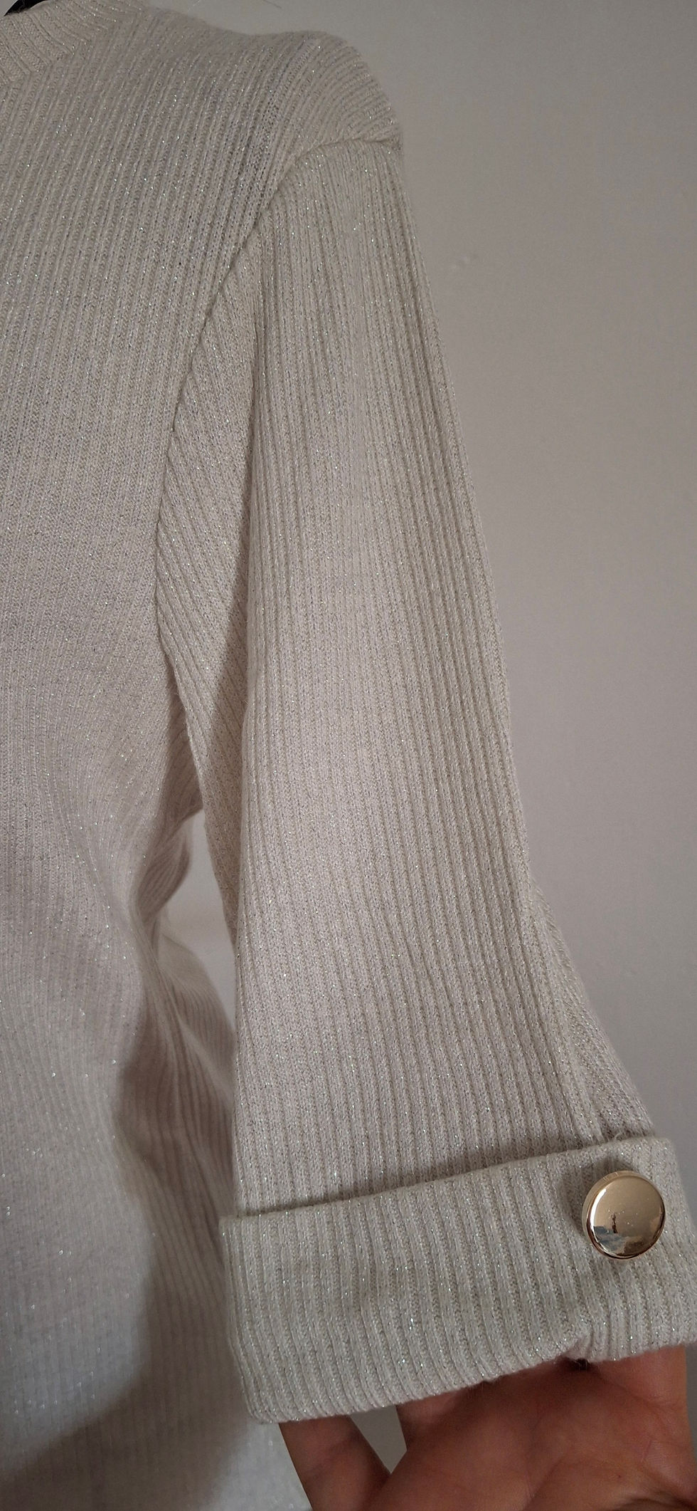Miniature : Pull côtelé noir manche boutonnée