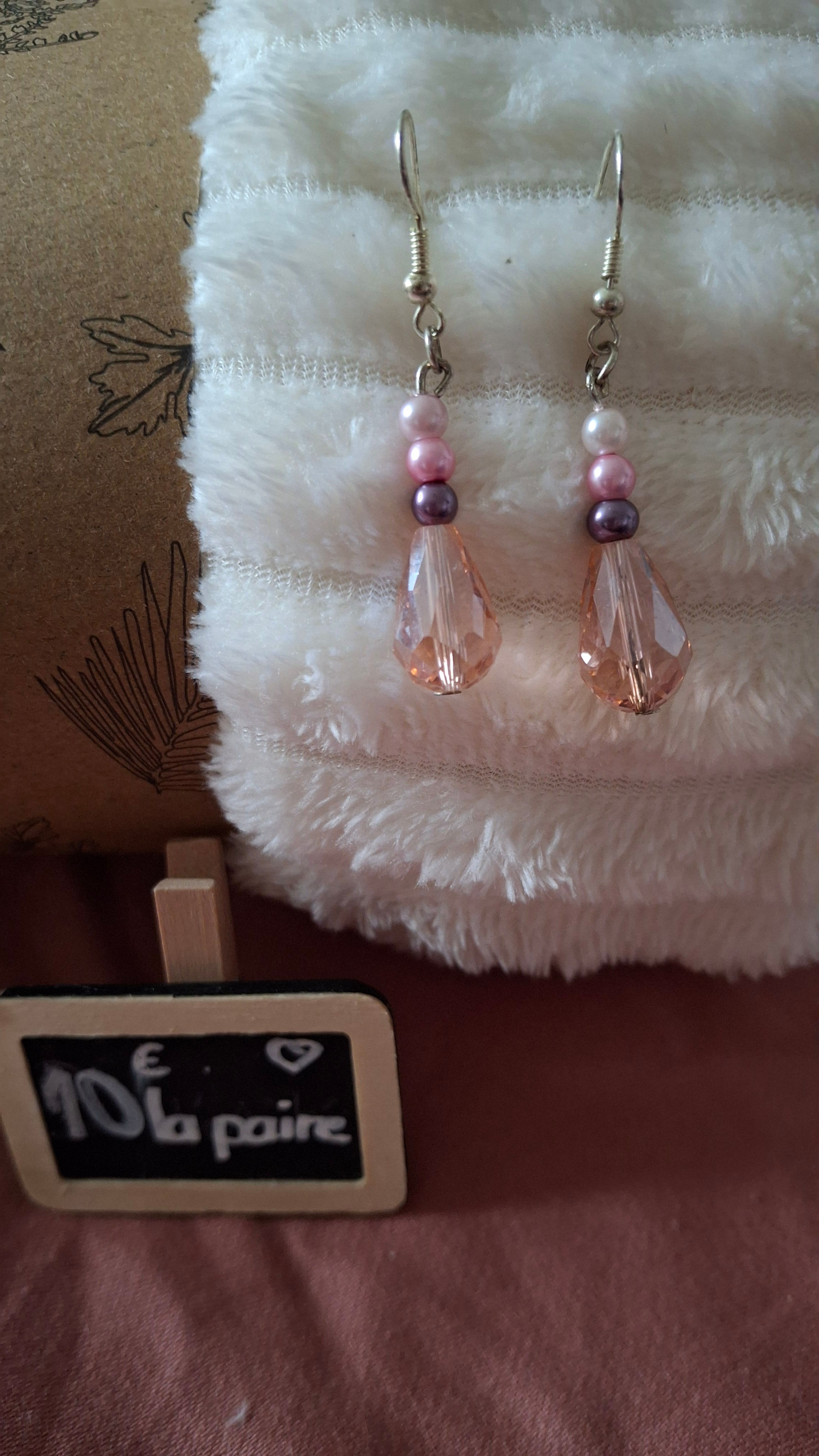 Boucles d’oreilles facettes rose 